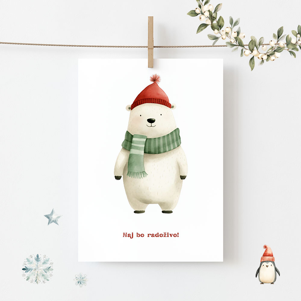 Voščilnica Medo s kapo